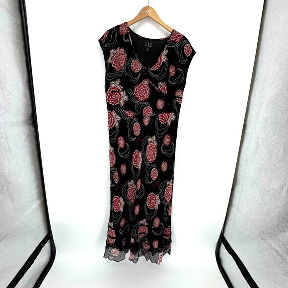 INC Floral Maxi Dress Womens Size 14 Babydoll Y2K Sleeveless Silk Empire Waist - Picture 3 of 8
